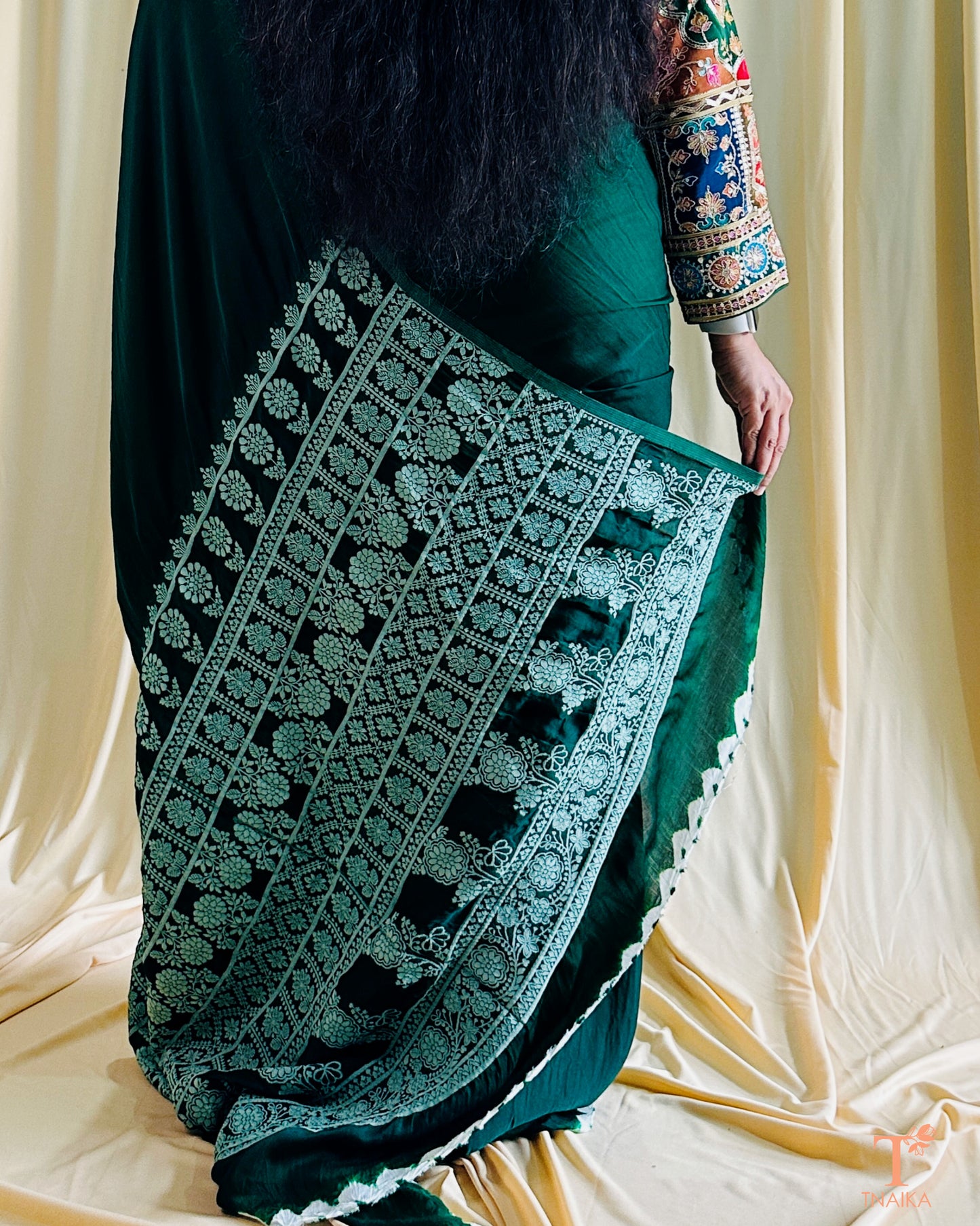 Modal Silk Noor TieDye Saree - Green