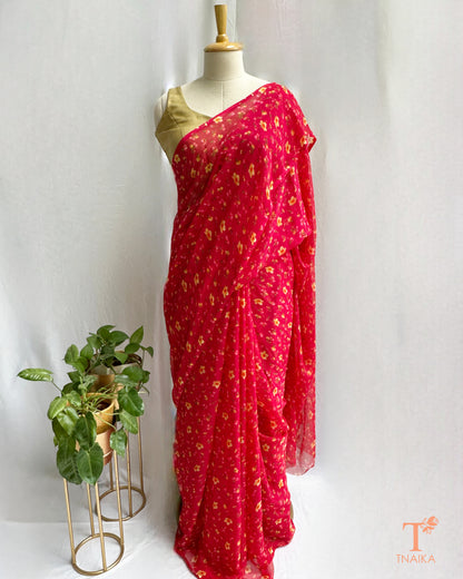 printed chiffon saree with soft floral design