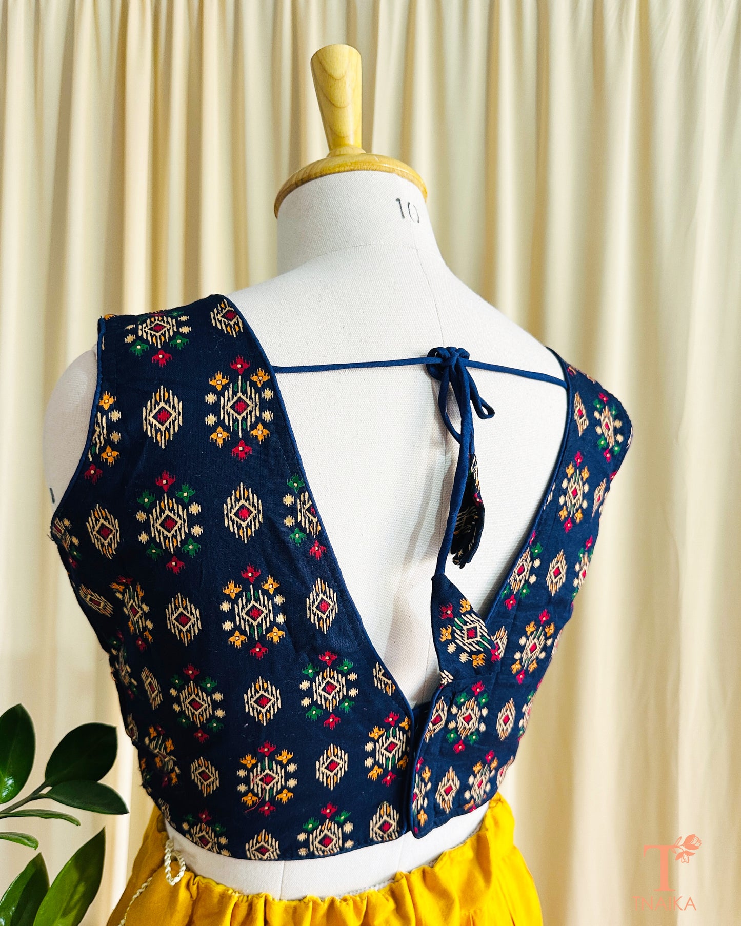 Cotton Ajrakh Handblock Blouse - Blue