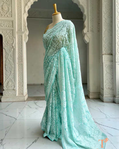 Premium chikankari saree with dense all-over embroidery 