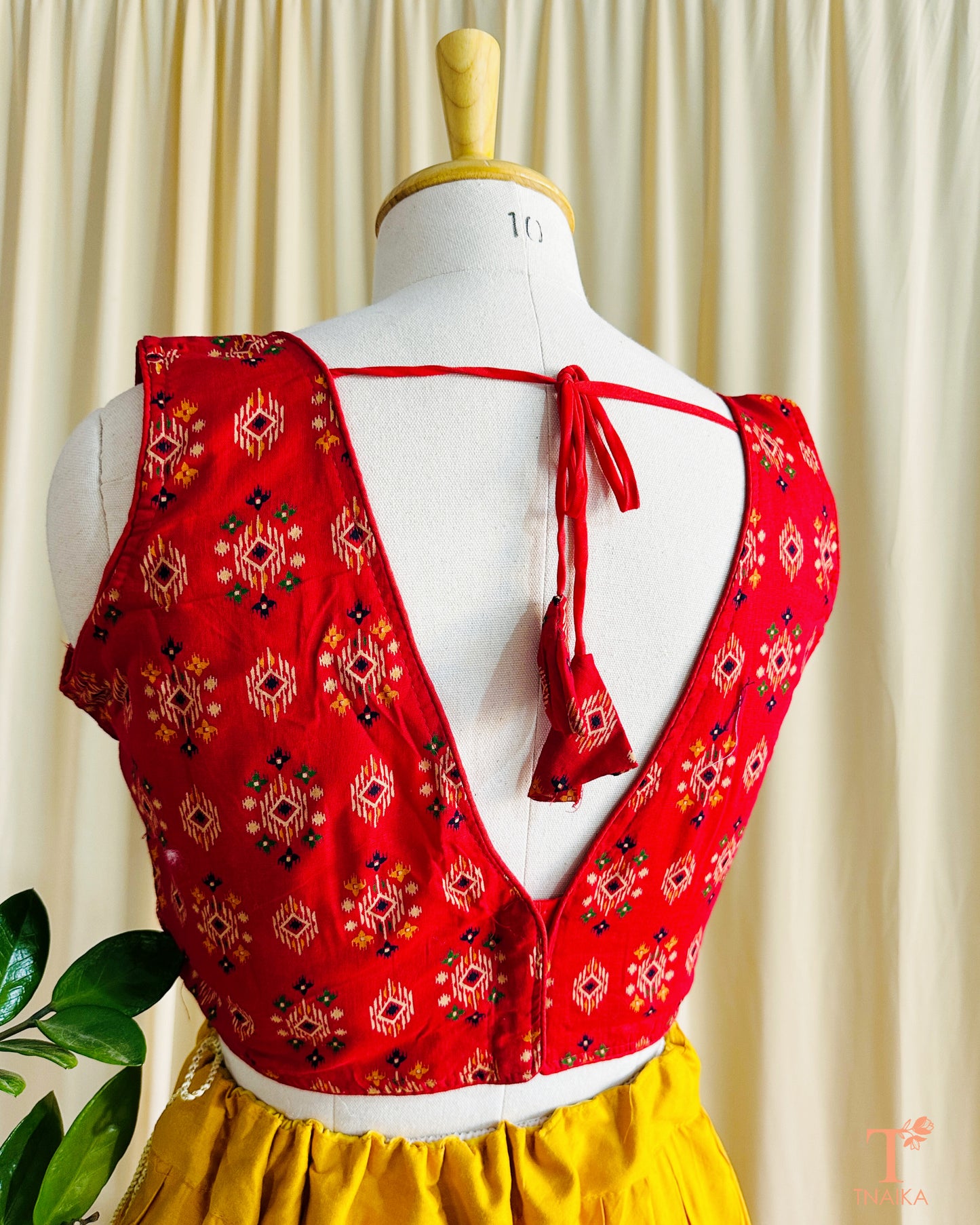 Cotton Ajrakh Handblock Blouse - Red