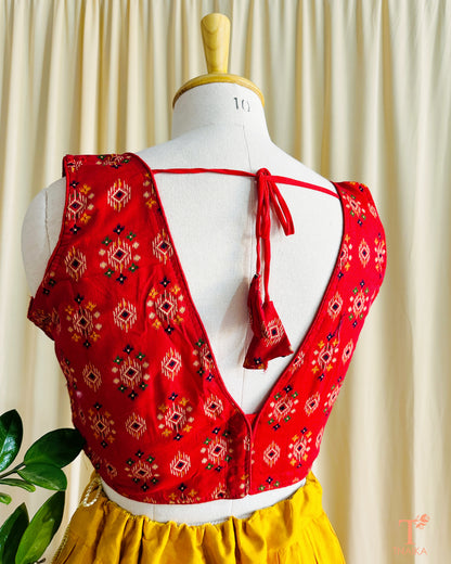 Cotton Ajrakh Handblock Blouse - Red