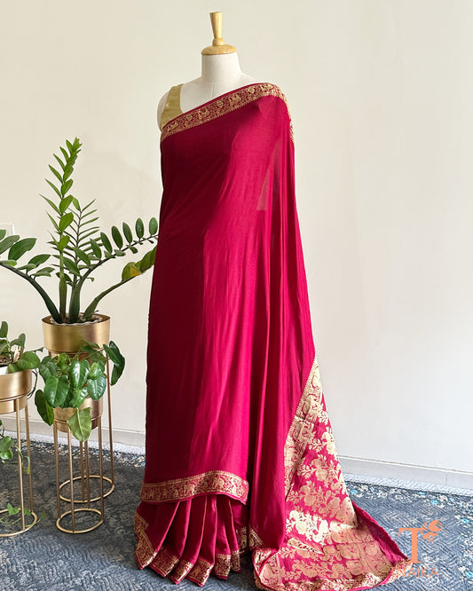 Soft modal saree with woven pallu work